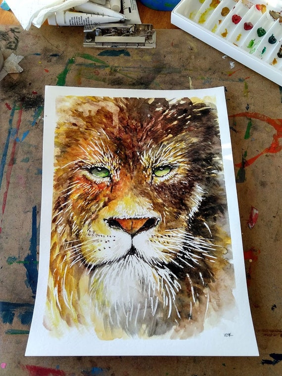 Aslan Narnia Watercolor Lions | Greeting Card