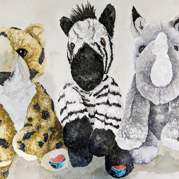 Custom Watercolor Toy/Stuffed Animal Painting, Special Gift, Hand Painted, Childhood Memories, Stuffies, Lovie