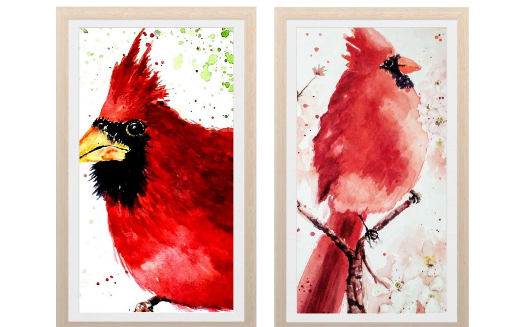 Watercolor Cardinal Painting Prints, Set of 2 (digital Download) - Etsy