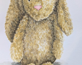 Custom Watercolor Stuffed Animal Portrait, Toy Painting