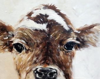 Cow Painting, Printable of Original Acrylic Painting, Downloadable File, Farmhouse Art, Farm Animals, Cow Art, Contemporary Home Decor