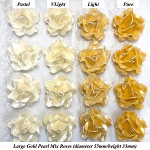 Large Gold Pearl Mix 3D Sugar Roses golden wedding xmas cake decoration NONWIRED 55mm image 2