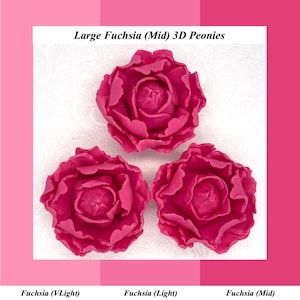 Fuchsia Hot Pink Peonies Wedding Birthday Cake Decorations Edible Cake Topper Sugar Fondant Flowers 3 Shades NON-WIRED