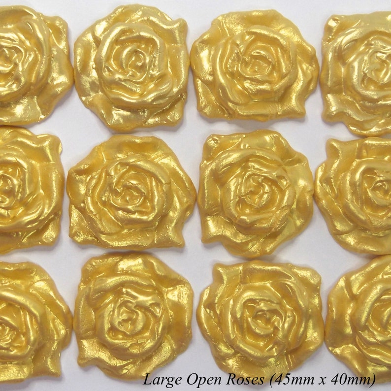 36 Gold Pearl Sugar Roses edible fondant flowers golden Etsy