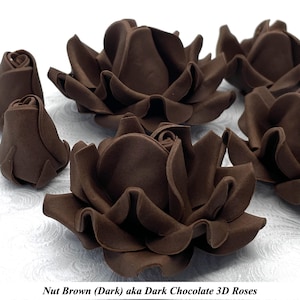 Dark Chocolate Brown Sugar Roses Dark Chocolate Wedding Cake Birthday dark chocolate cake decorations edible paste flowers 4 SIZES NONWIRED