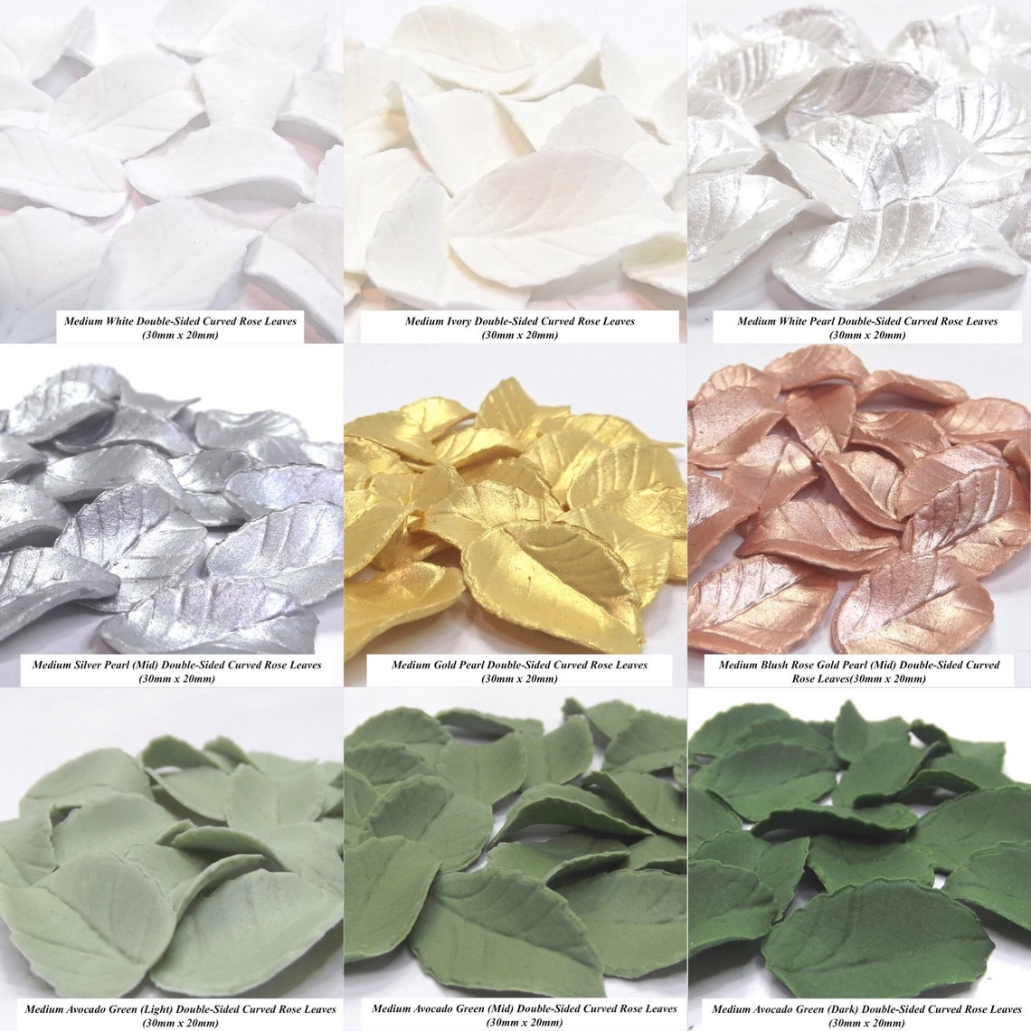 Curved Rose Leaves Edible Wedding Cake Cupcake Decorations Etsy