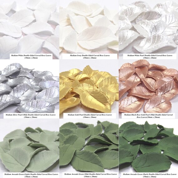 Curved Rose Leaves Edible Wedding Cake Cupcake Decorations Etsy UK