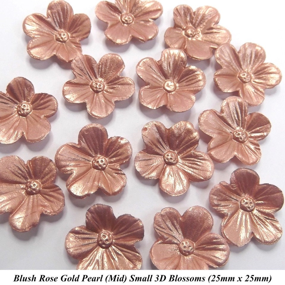 12 Rose Gold Pearl 3D Blossoms Edible Flowers Wedding Cake Etsy UK