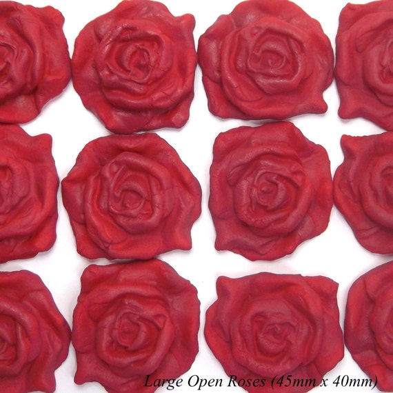 36 White Roses edible wedding cake cupcake decorations sugar flowers 25//30//45mm