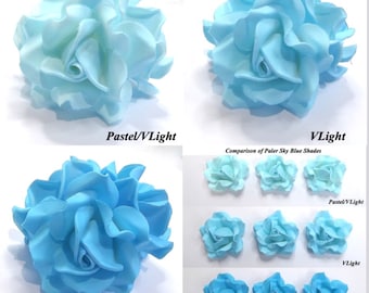 Light Sky Blue 3D Sugar Roses wedding cake edible decorations flowers 55mm NON-WIRED