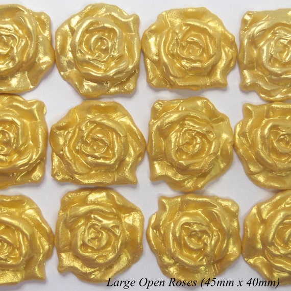12 Gold Pearl Sugar Roses edible fondant golden wedding Etsy