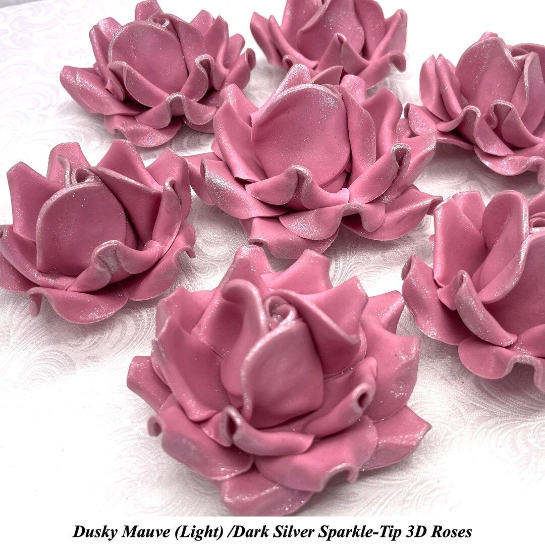 Silver Sparkle-tip Dusky Mauve Sugar Roses Pink Mauve Silver Wedding ...
