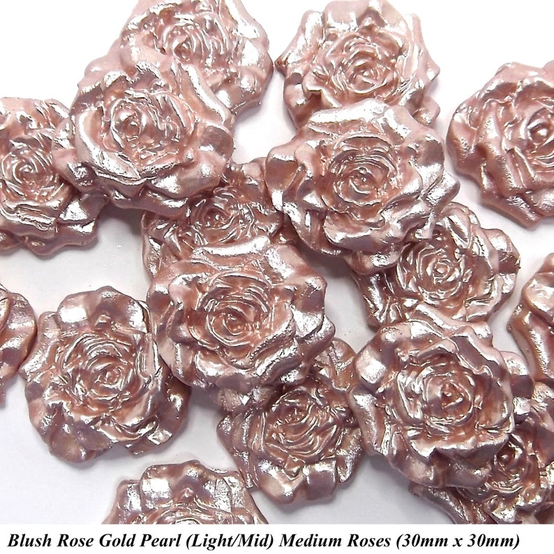 12 Blush Rose Gold Pearl Mix Sugar Roses Edible Fondant Etsy