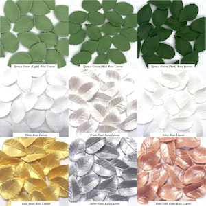 Curved Rose Leaves edible wedding cake cupcake decorations Medium 30mm Green White Ivory Pearl Rose Gold Silver