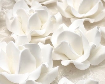 White Roses Wedding Birthday Anniversary Cake Decorations Edible Sugar Roses 55mm Non-Wired MULTI-BUY ITEM Single Delivery Charge applied