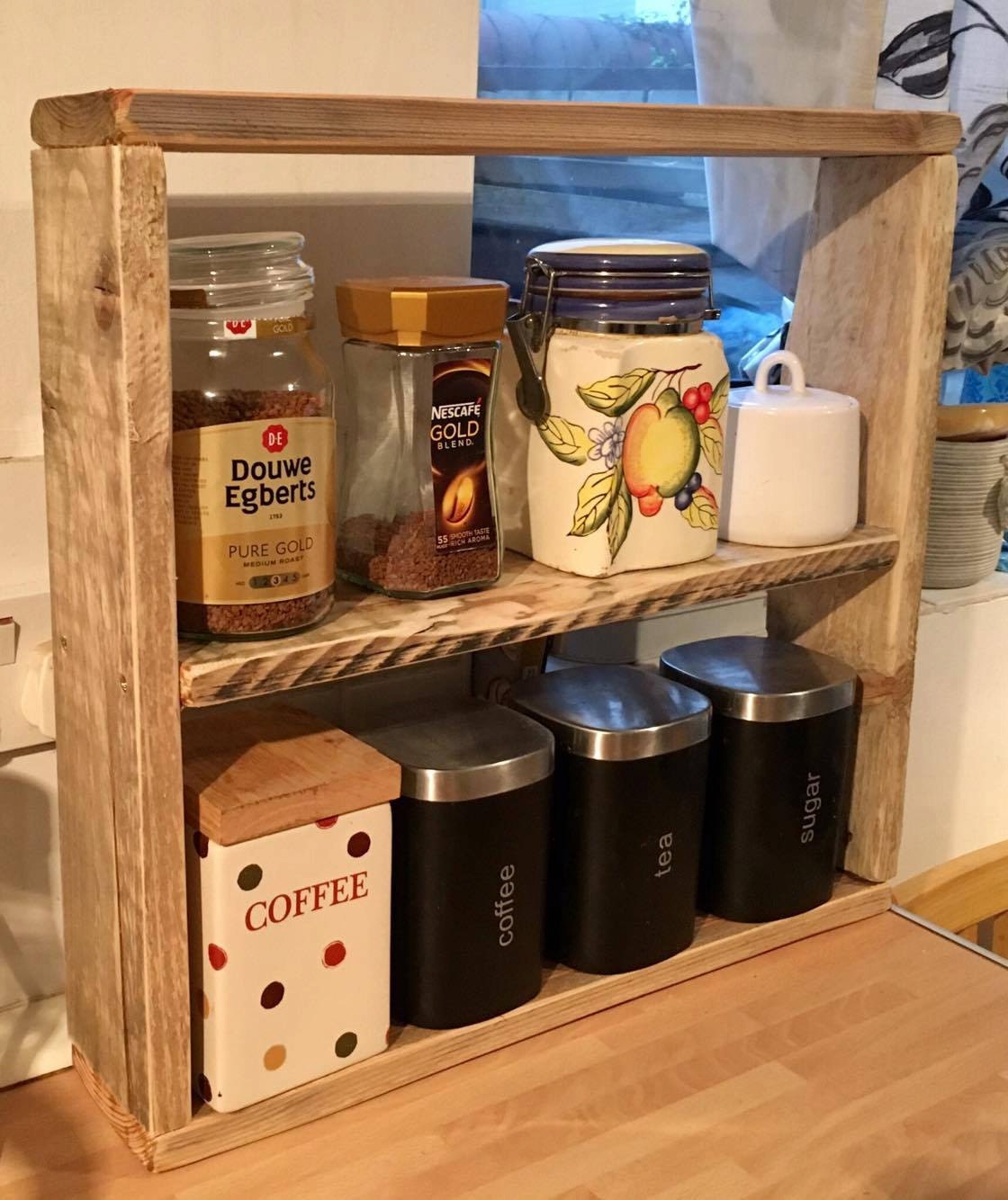 Rustic wooden Rack / Kitchen Shelf Made From Reclaimed Wood / Etsy