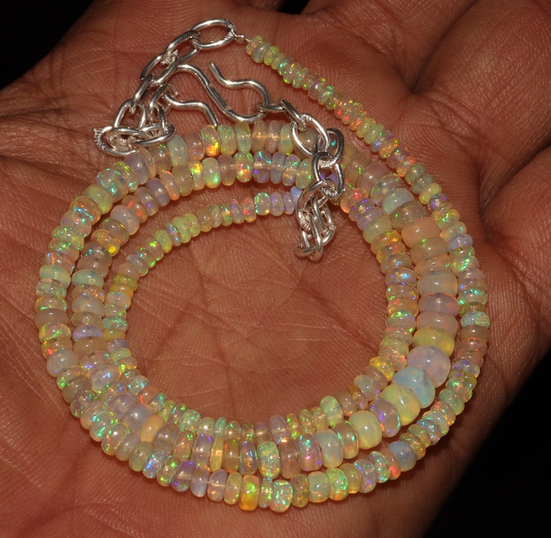 100/% Natural Beautiful Ethiopian Fire opal faceted necklace faceted roundel Beads Necklace opal chainopal necklace
