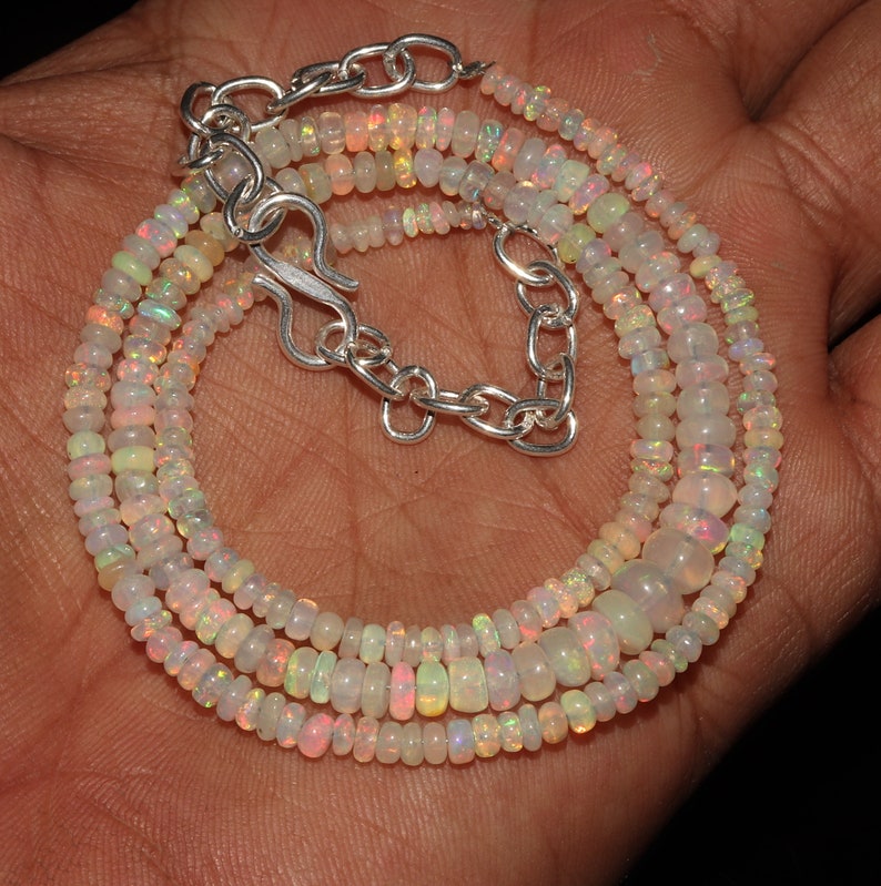 chain Beautiful 100/% Natural 2 to 5 mm Ethiopian Fire opal Roundel Beads Necklace Opal Beads Opal STRAND Beads --B2242