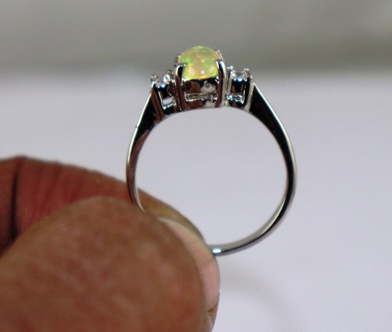 Created Opal Sterling Silver 925 Band Stackable Eternity Ring 3mm Yellow Fire Innovatis Suisse Ch