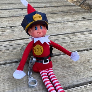Christmas Elf Police Outfit with Hat and Handcuffs