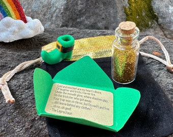 Leprechaun Bait Trinket Kit, St Patricks Day Trap, Boot, Gold Dust