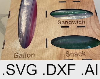 Kitchen SVG DXF AI File Set for Sandwich Bag Organizer Design