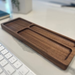 Wood Desk Organizer, Pen Tray, Sticky Note