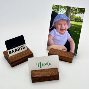 Wood Photo Stand, Card Holder, Picture Stand, Place Card Stand, Food Label Stand, Price Tag Stand, Table Number Stand, Walnut
