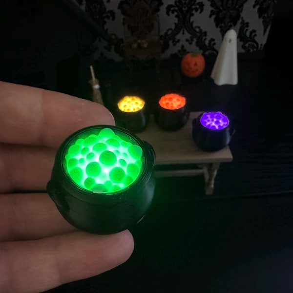 Spooky Mini Bubbling Cauldron for Halloween Dioramas and Haunted Displays