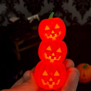 Mini Stacked Jack O Lanterns, Halloween Tiered Tray Light Up , Fairy Garden Miniature, Haunted House Pumpkin Decor