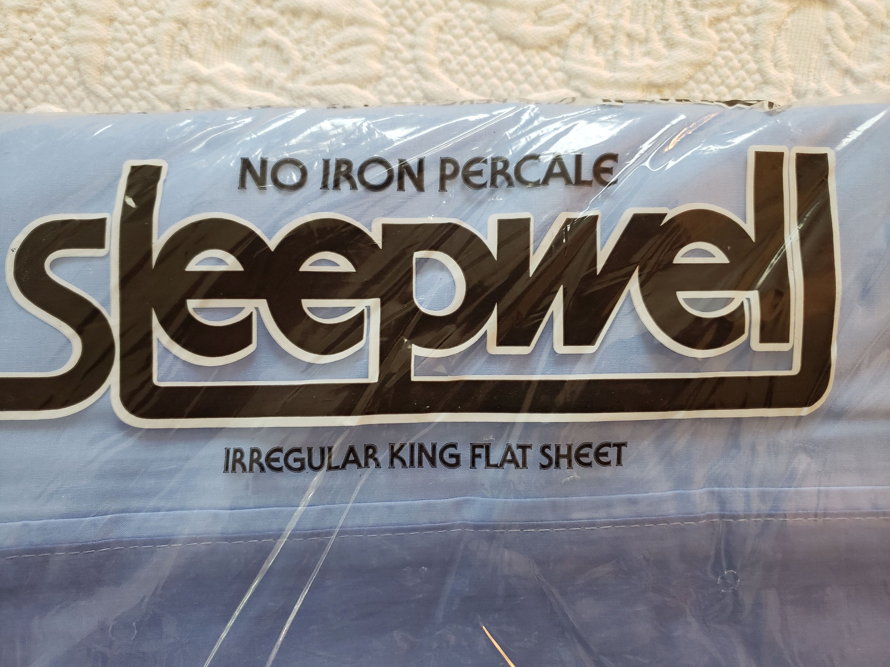 Vintage King Flat Sheet / Sleepwell / No Iron Percale / Solid / Denim