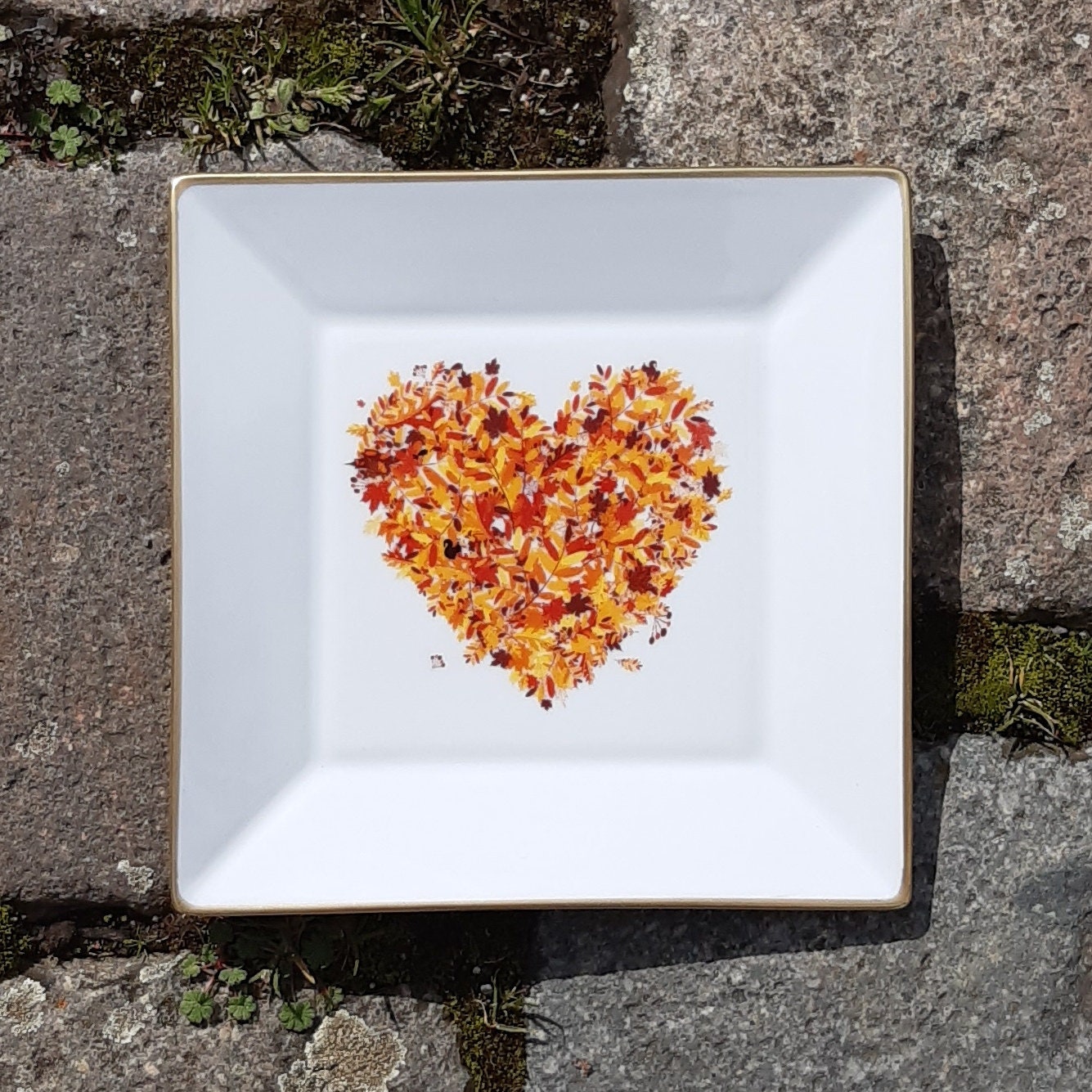 Vide-Poches, Coeur Automne, Filet Or Mat