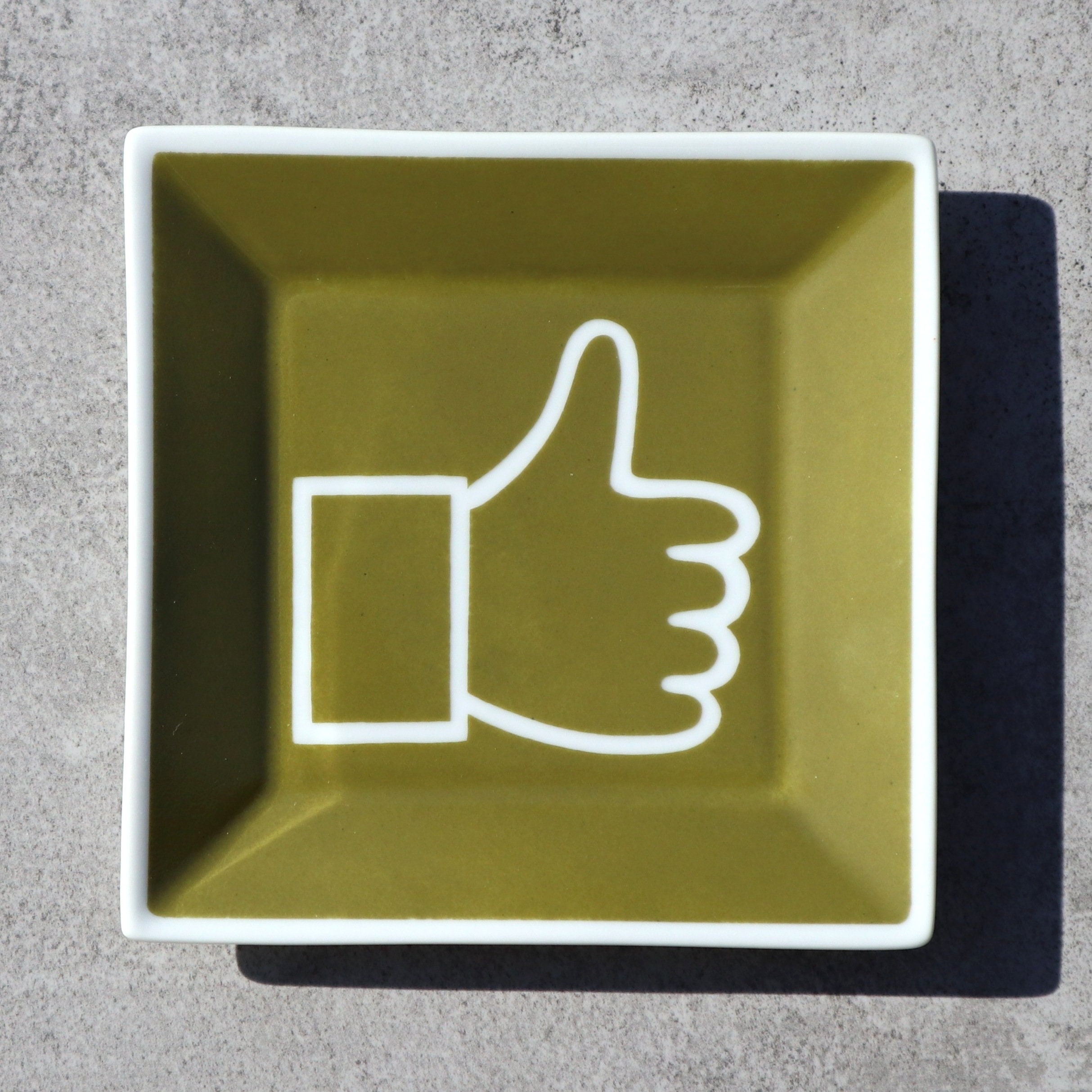 Vide-Poches, Porcelaine, J'aime, Vert Olive Clair