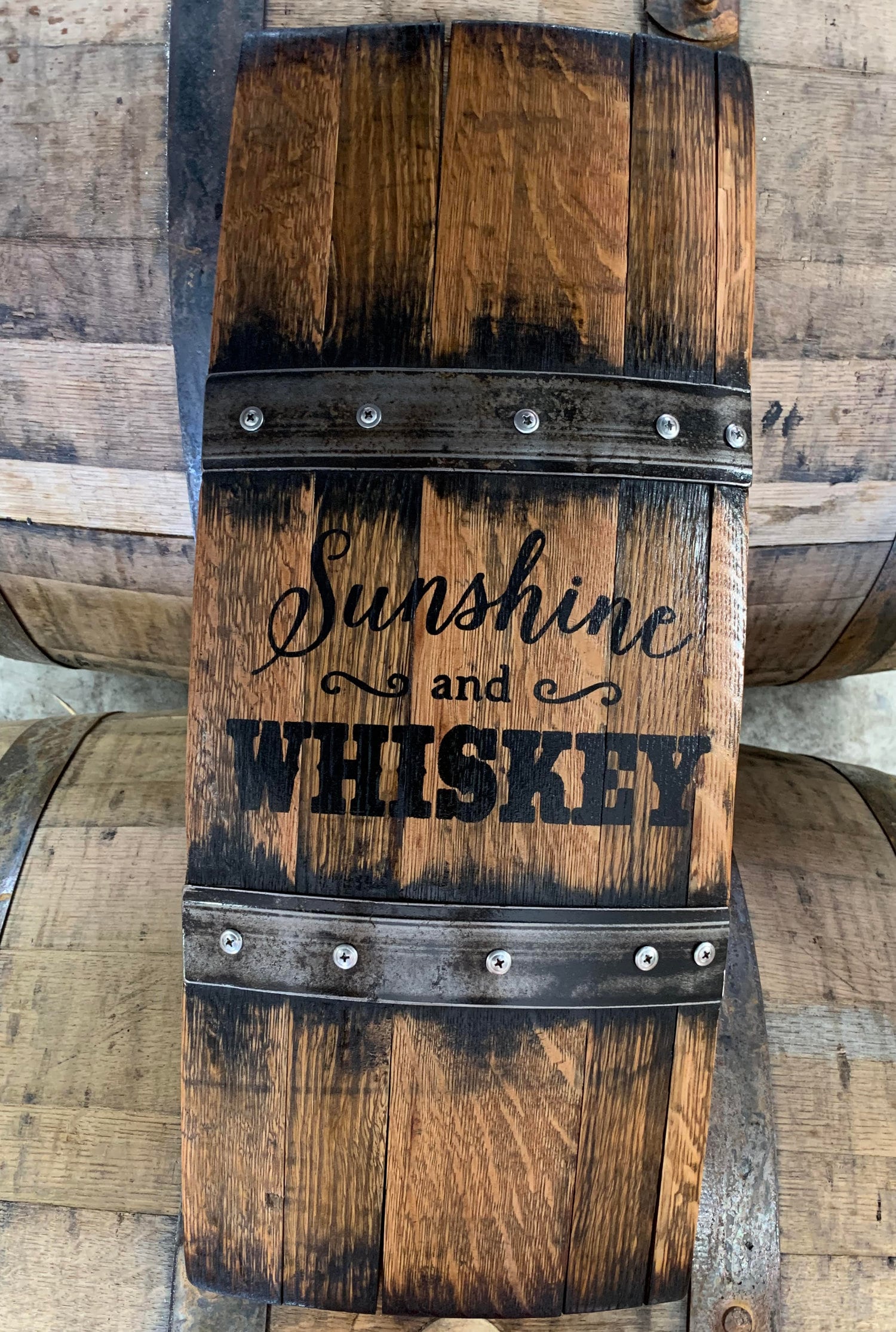 whiskey barrel sign sunshine & whiskey bar sign rustic