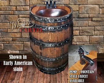 Whiskey barrel sink, hammered copper, rustic antique bathroom / bar / man cave vanity, wine, oak, barrel vanity bourbon CUSTOM personalized