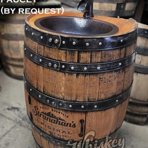 Whiskey barrel sink 3/4 flat back half 1/2 hammered copper rustic antique bathroom bar man cave wine oak barrel vanity bourbon personalized