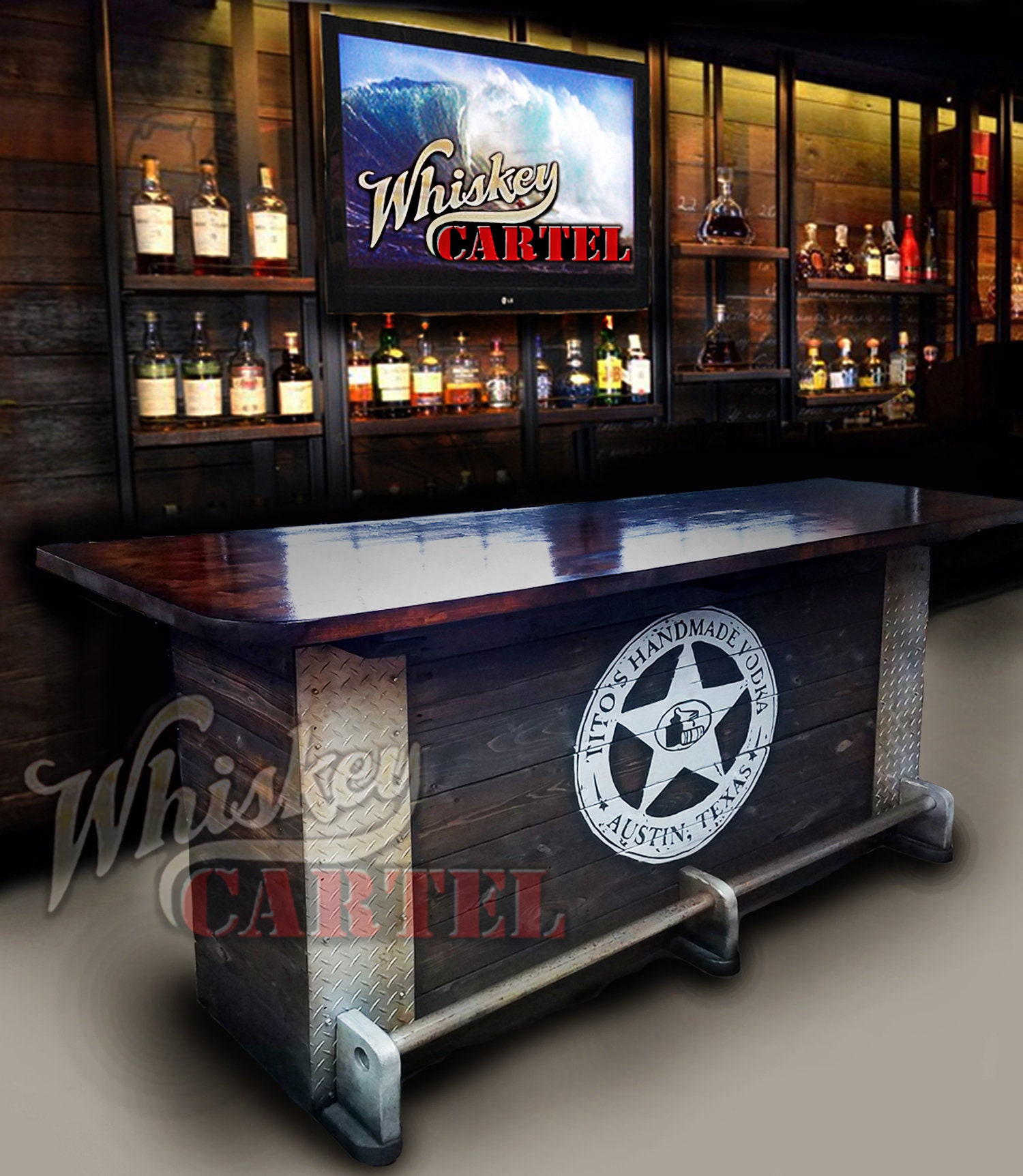 Pick up or Uship, Custom built Titos bar, aged, reclaimed wood, rustic