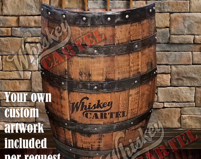 Whiskey barrel pool cue rack, billiards, pool stick holder, western, bourbon,  rustic, pool table, custom