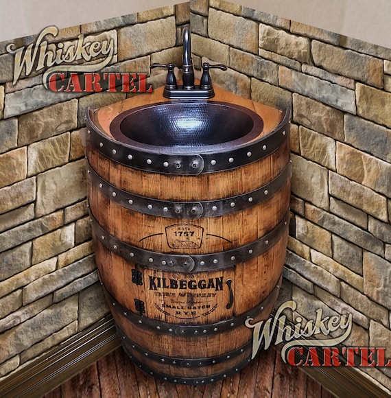 Whiskey Barrel Sink Corner Style Hammered Copper Rustic Etsy