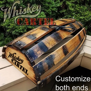 whiskey barrel pool table bar billiards hanging light fixture rustic bourbon western oak wood stave customize it personalized