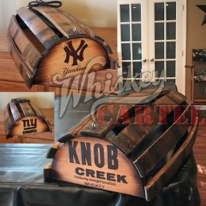 whiskey barrel pool table bar billiards hanging light fixture rustic bourbon western oak wood stave customize it personalized