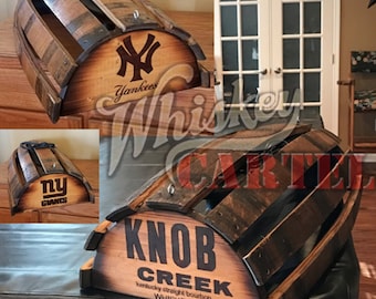 whiskey barrel pool table bar billiards hanging light fixture rustic bourbon western oak wood stave customize it personalized