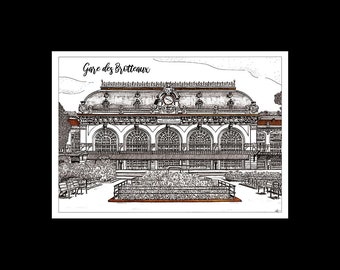 LYON : Gare de Brotteaux, Carte postale, postcard &quot;city Lyon&quot;, architecture, monument lyon, noir et marron