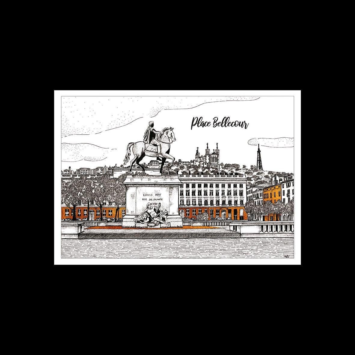 LYON : Platz BelleCourt, Frankreich, Postkarte "Stadt Lyon, Architektur, Monumente ""Lyon""."