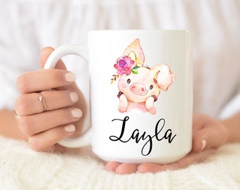 Personalized Pig Mug - Pig Coffee Cup - Custom Drinkware - Gift - farm lover