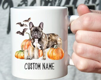 Halloween Frenchie mug - Frenchie pumpkin cup - French bulldog coffee cup - fall decor