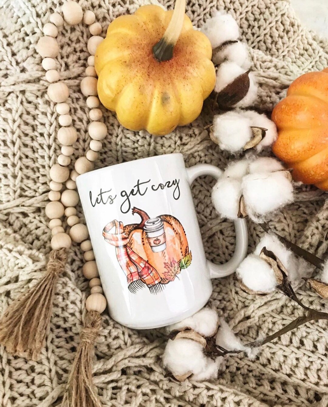 Fall Mug - Lets Get Cozy - Pumpkin Spice Mug - Latte - Mugs With ...