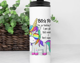 I pee glitter shit rainbows fart cupcakes - Unicorn Cup - Thermal cup - Hot or cold drinks - travel mug