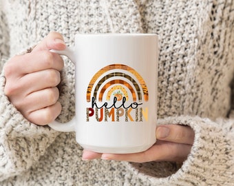 Halloween Coffee Mug - Rainbow Mug - Fall Decor - Fall Mug - Pumpkin Coffee Cup -
