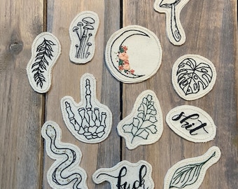 Hand-Embroidered Patches - Handmade Embroidery - Iron On, Sew On